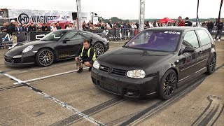 950HP Volkswagen Golf IV R32 Turbo vs 850HP Porsche 991 ES800 LCE Performance