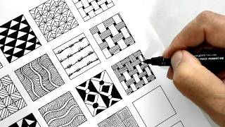 300 zentangle patterns part 1 || zentangle patterns with names || zentangle with me