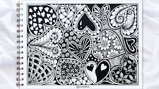 Beautiful Zentangle Heart For Beginners | Zentangle patterns |Doodle Pattern