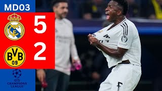 Real Madrid vs Borussia Dortmund 5-2 | Highlights Extended | Vinicius jr ballon dor level