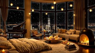 Cozy Bedroom in New York ❄ Tender Jazz Saxophone Music for Study, Relax, Stress Relief & Deep Sleep