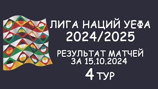 Лига наций УЕФА. 4 тур.  Результат матчей за 15.10.24. Таблицы.