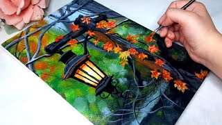 How to Draw Autumn Forest || Acrylic Painting step by step for beginners