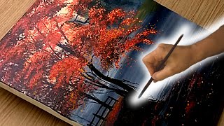 How to Paint a Relaxing Landscape whit Trees/ Acrylic Painting Technique step by step